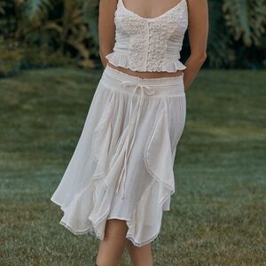 Celandine Godet Drawstring Midi Skirt